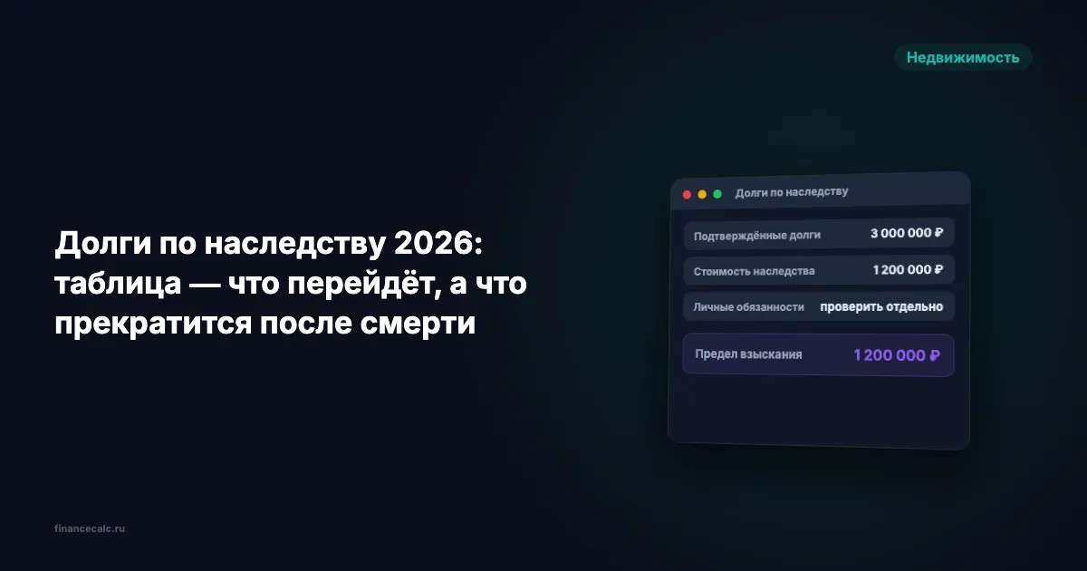 Долги по наследству 2026: таблица — что перейдёт, а что прекратится после смерти