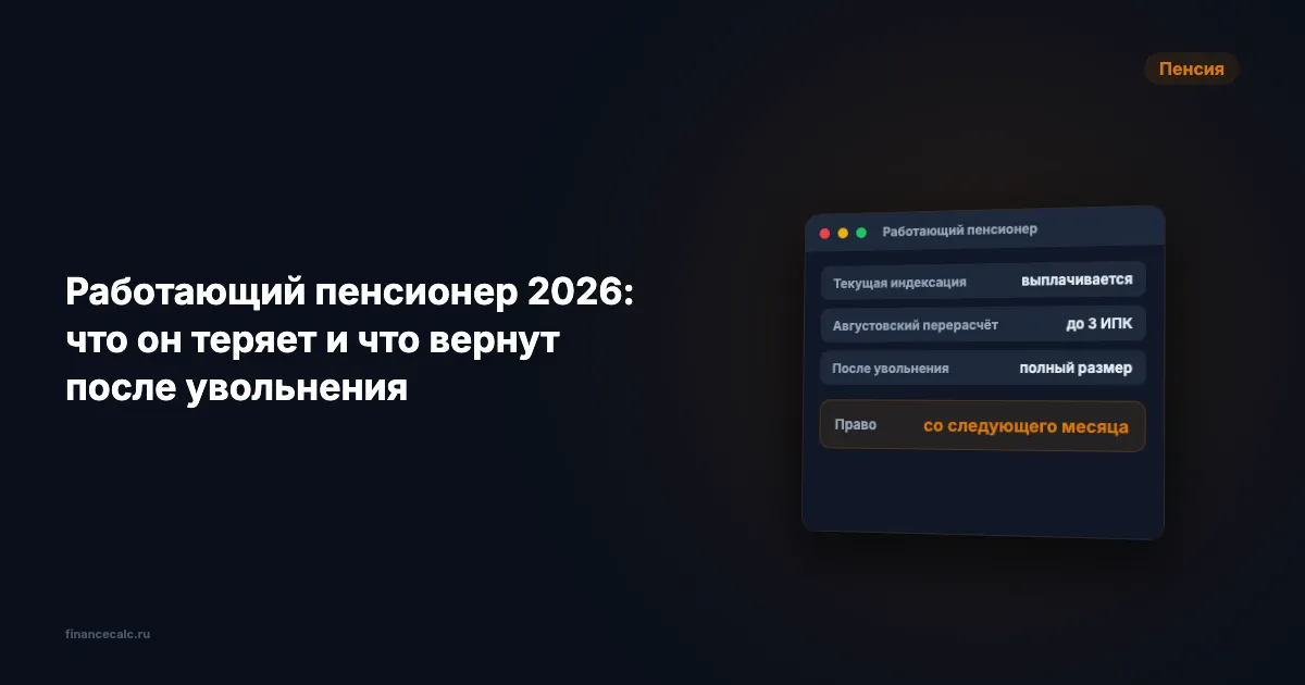 Работающий пенсионер 2026: что он теряет и что вернут после увольнения