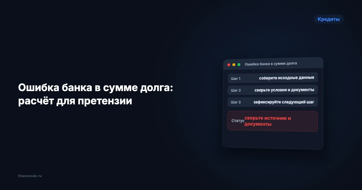 Ошибка банка в сумме задолженности: как собрать расчёт для претензии