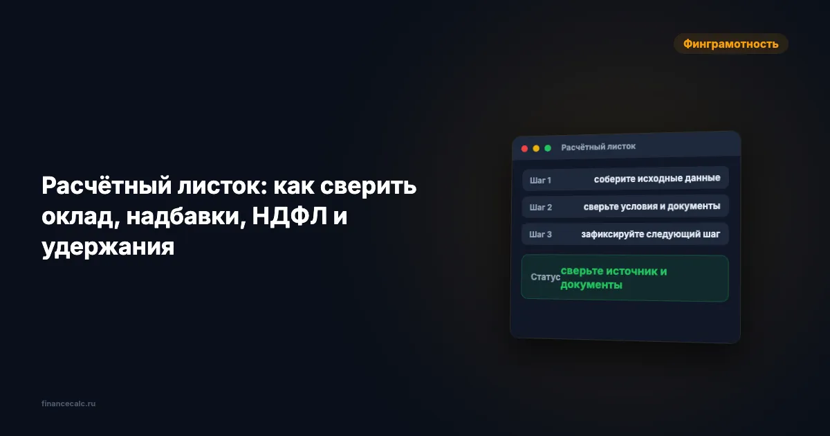Расчётный листок: как сверить оклад, надбавки, НДФЛ и удержания
