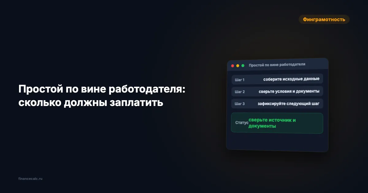 Простой по вине работодателя: как рассчитать положенную выплату