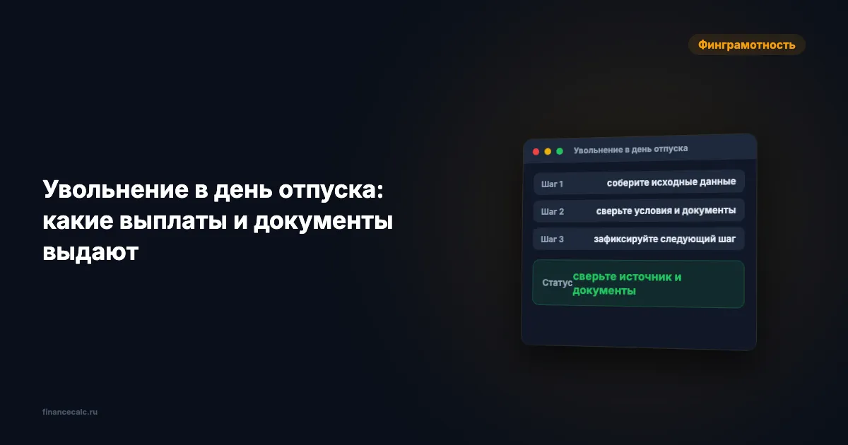 Увольнение в отпуске 2026: как проверить выплаты — 23 890,78 ₽ и 46 238,91 ₽