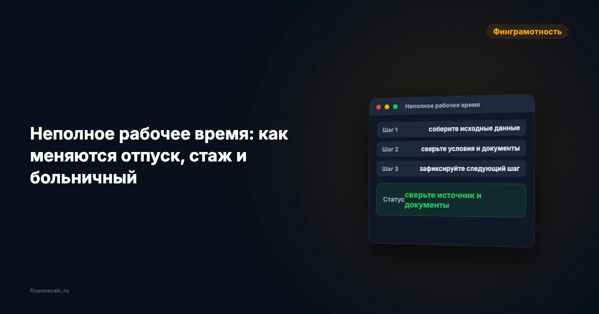Неполное рабочее время: как меняются отпуск, стаж и больничный