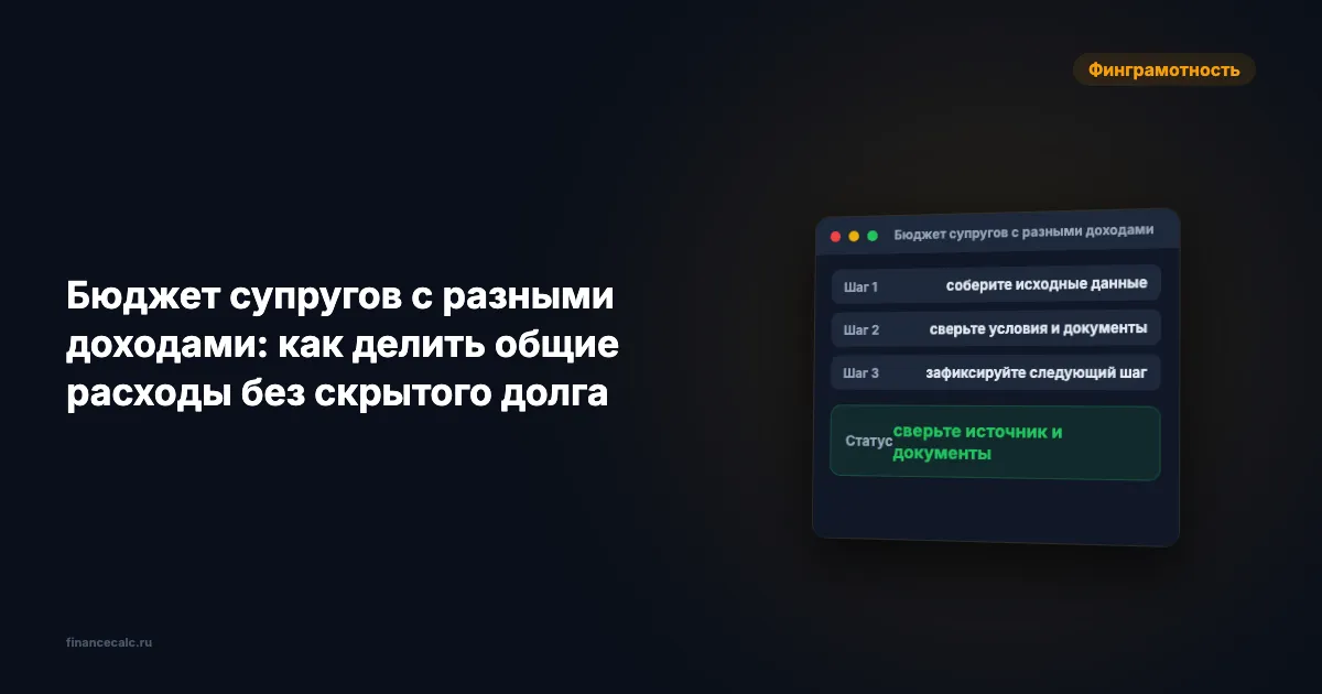 Бюджет супругов с разными доходами: как делить общие расходы без скрытого долга