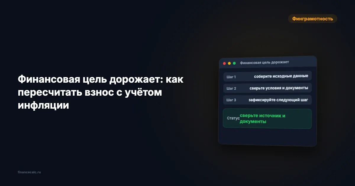 Финансовая цель дорожает: как пересчитать взнос с учётом инфляции