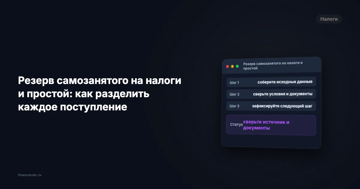 Резерв самозанятого на налоги и простой: как разделить каждое поступление