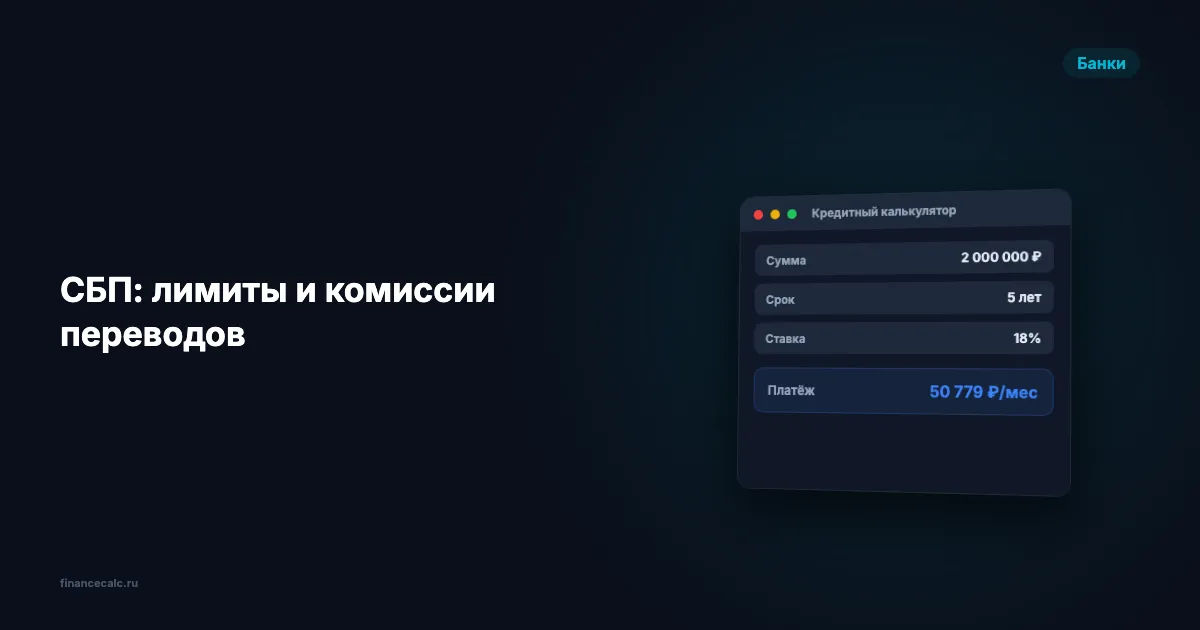 СБП: лимиты и комиссии переводов в 2026 году