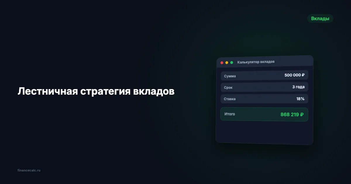 Лестничная стратегия вкладов: пример расчёта на 1 млн ₽