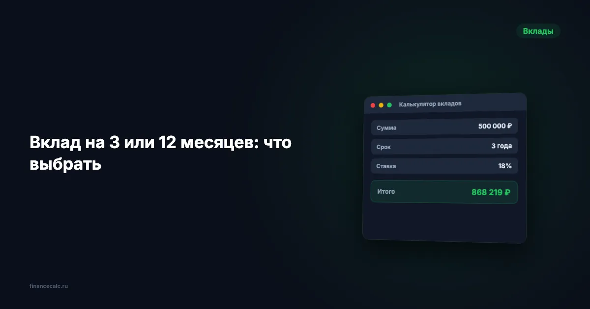 Вклад на 3 или 12 месяцев: разница 47 000 ₽ при падающих ставках