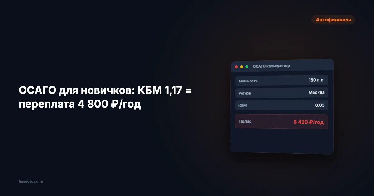 В 2026 изменились правила ОСАГО для новичков: КБМ 1,17 = переплата 4 800 ₽/год