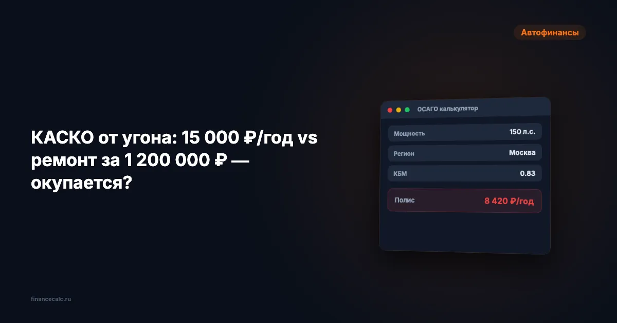 Банк молчит про это: КАСКО от угона за 15 000 ₽ спасает от потери 1 200 000 ₽