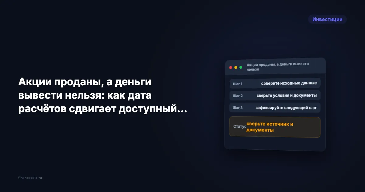 Акции проданы, а деньги вывести нельзя: как дата расчётов сдвигает доступный остаток