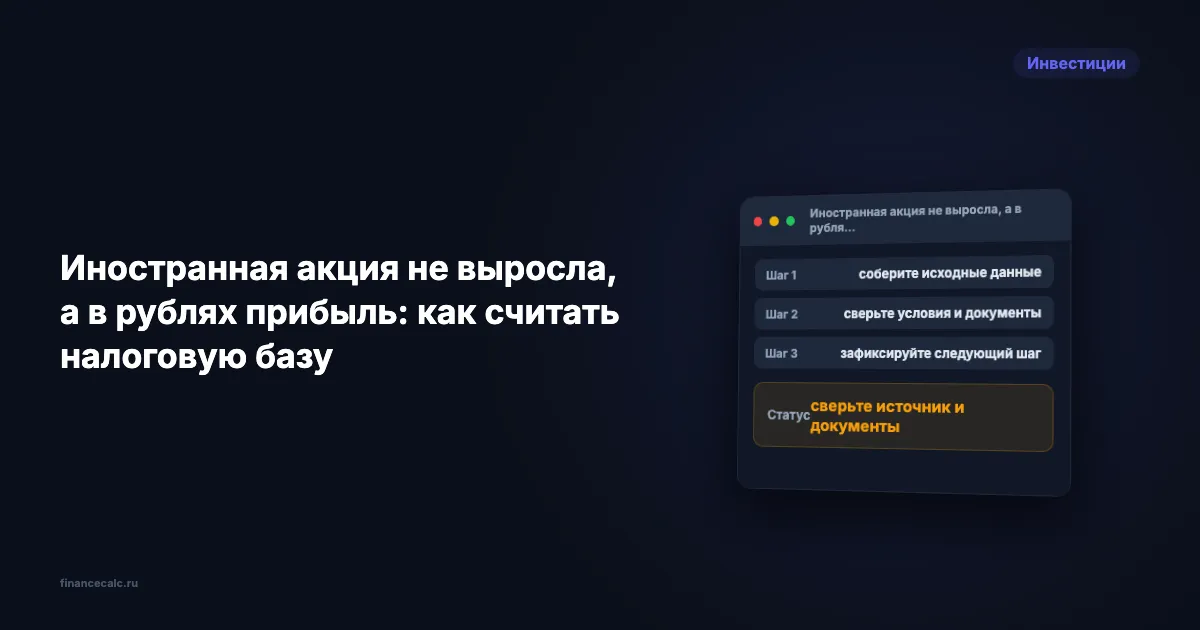 Иностранная акция не выросла, а в рублях прибыль: как считать налоговую базу