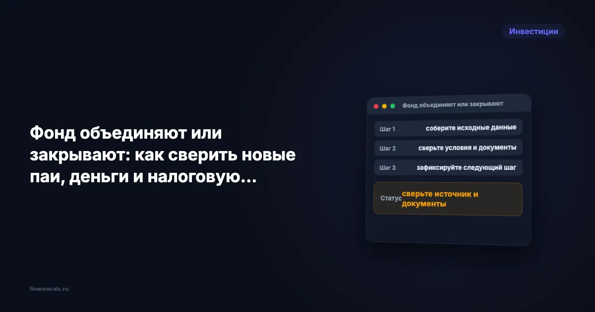 Фонд объединяют или закрывают: как сверить паи, деньги и налоговую базу