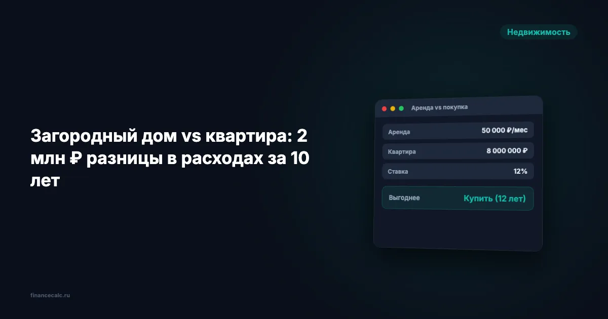 Почему никто не говорит про 2 млн ₽ разницы в расходах на дом и квартиру за 10 лет