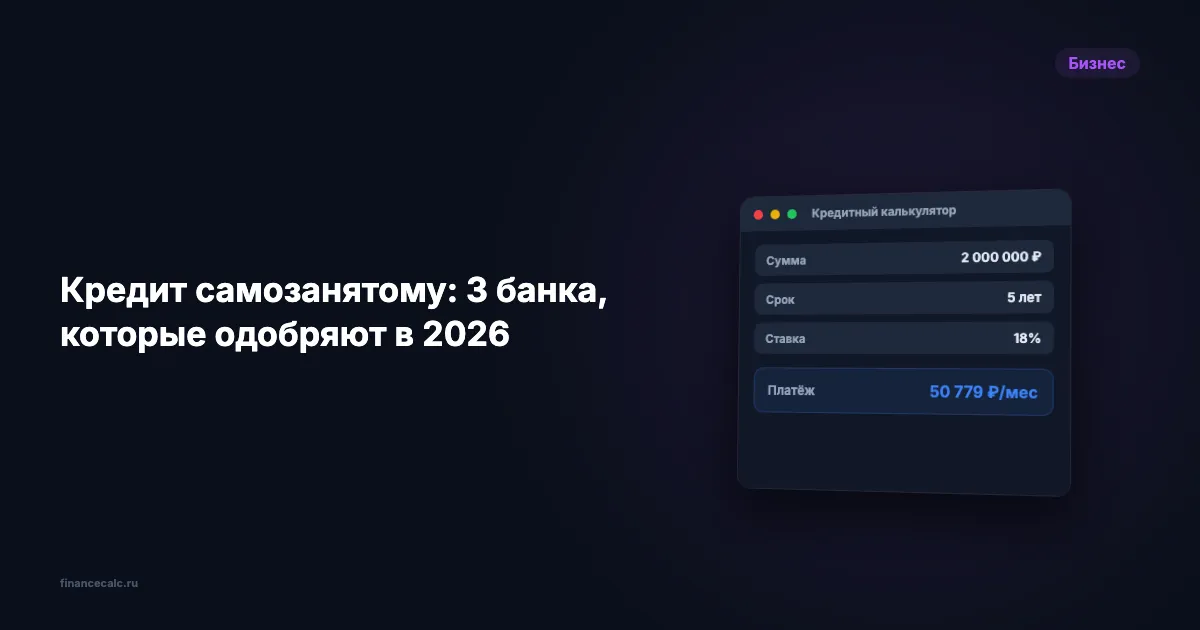 Кредит самозанятому: 3 банка, которые одобряют в 2026