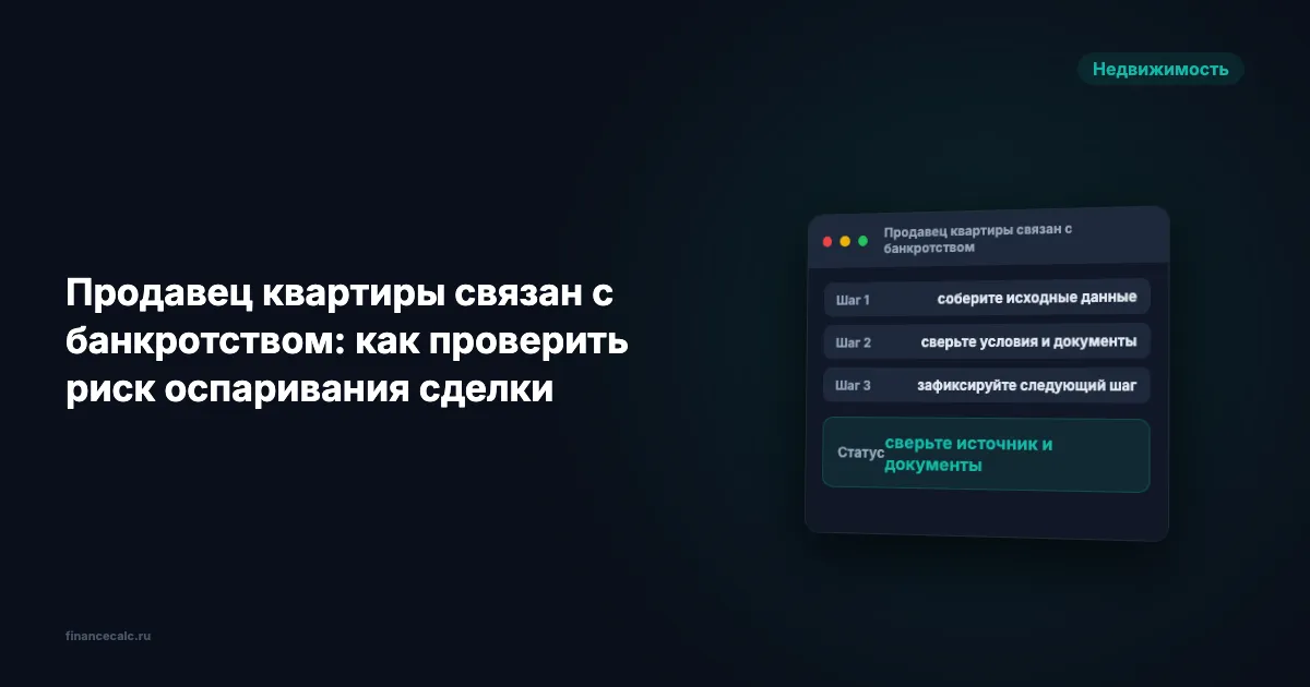 Продавец квартиры связан с банкротством: как проверить риск оспаривания сделки