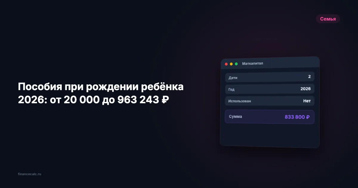 Пособия при рождении ребёнка 2026: от 20 000 до 963 243 ₽