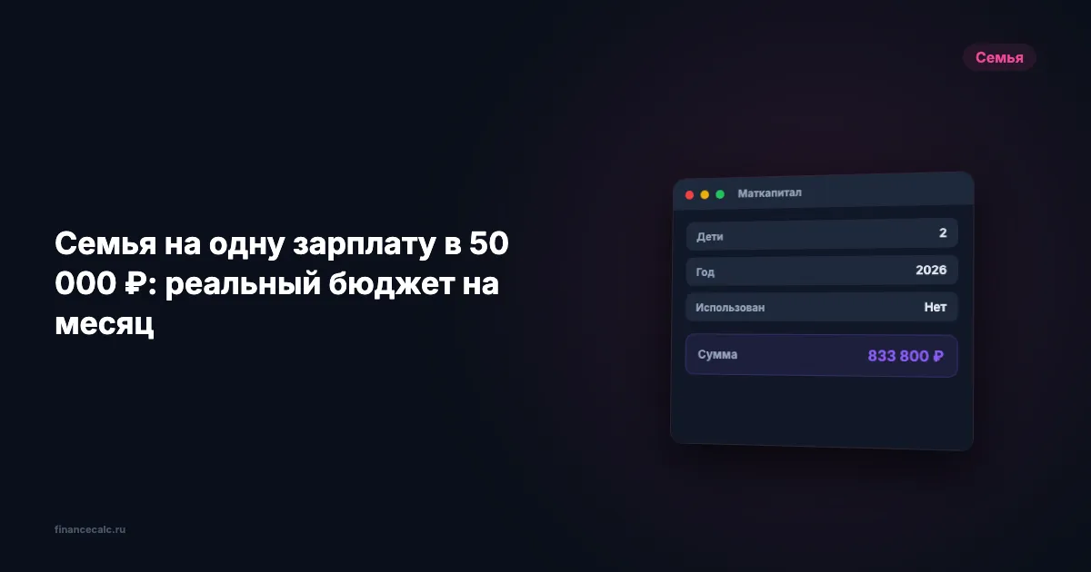 Семья на одну зарплату в 50 000 ₽: реальный бюджет на месяц