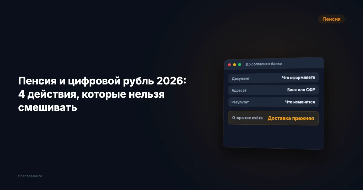Пенсия и цифровой рубль 2026: 4 действия, которые нельзя смешивать