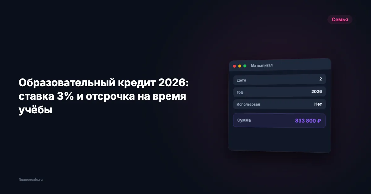 Образовательный кредит 2026: ставка 3% и отсрочка на время учёбы