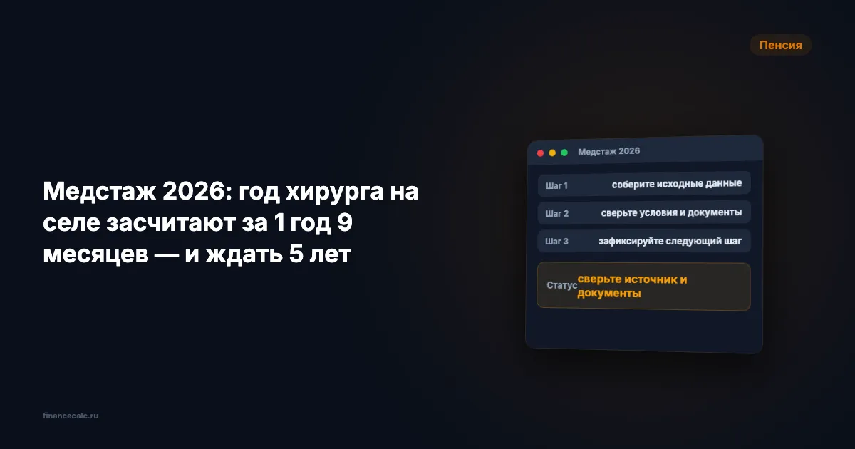 Медстаж 2026: год хирурга на селе засчитают за 1 год 9 месяцев — и ждать 5 лет