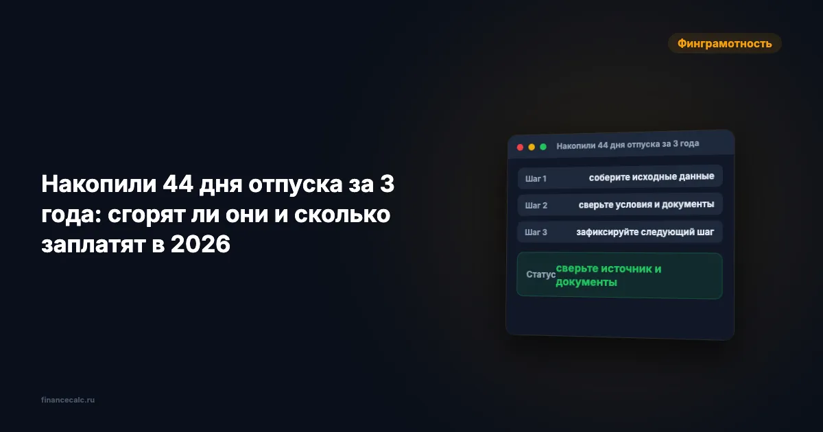Накопили 44 дня отпуска за 3 года: сгорят ли они и сколько заплатят в 2026
