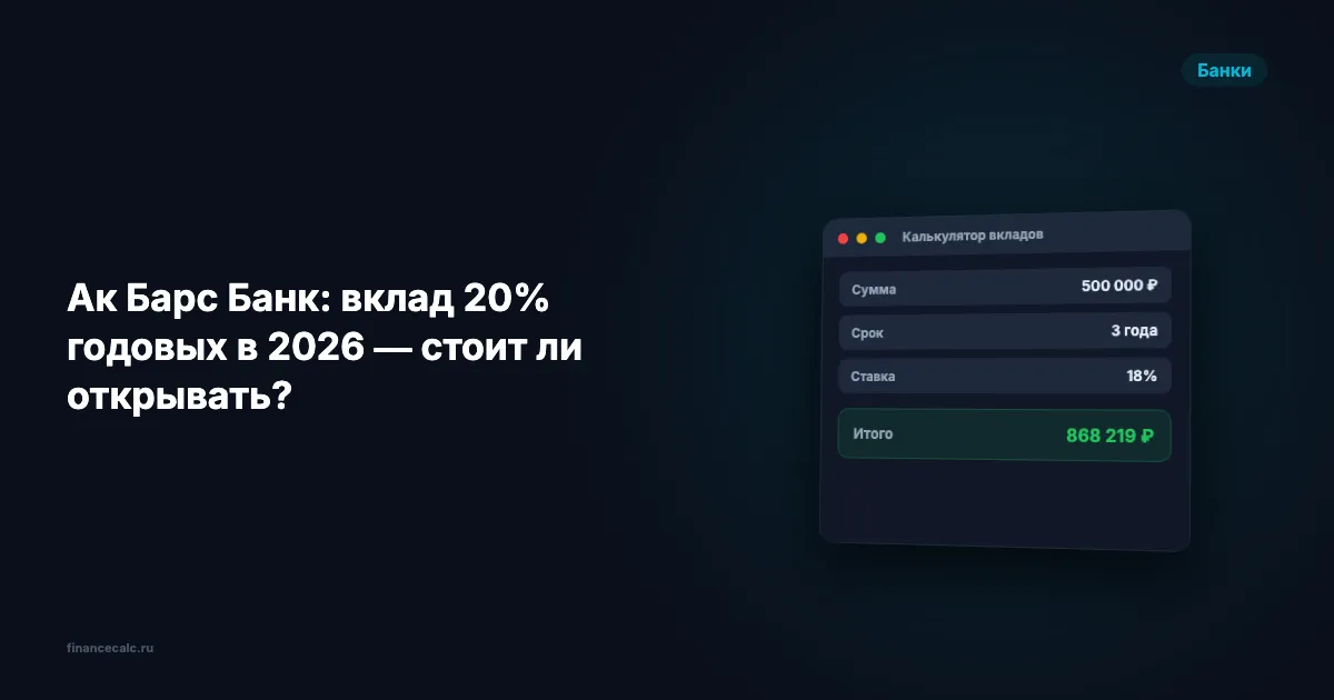 Ак Барс Банк: вклад 20% годовых в 2026 — стоит ли открывать?