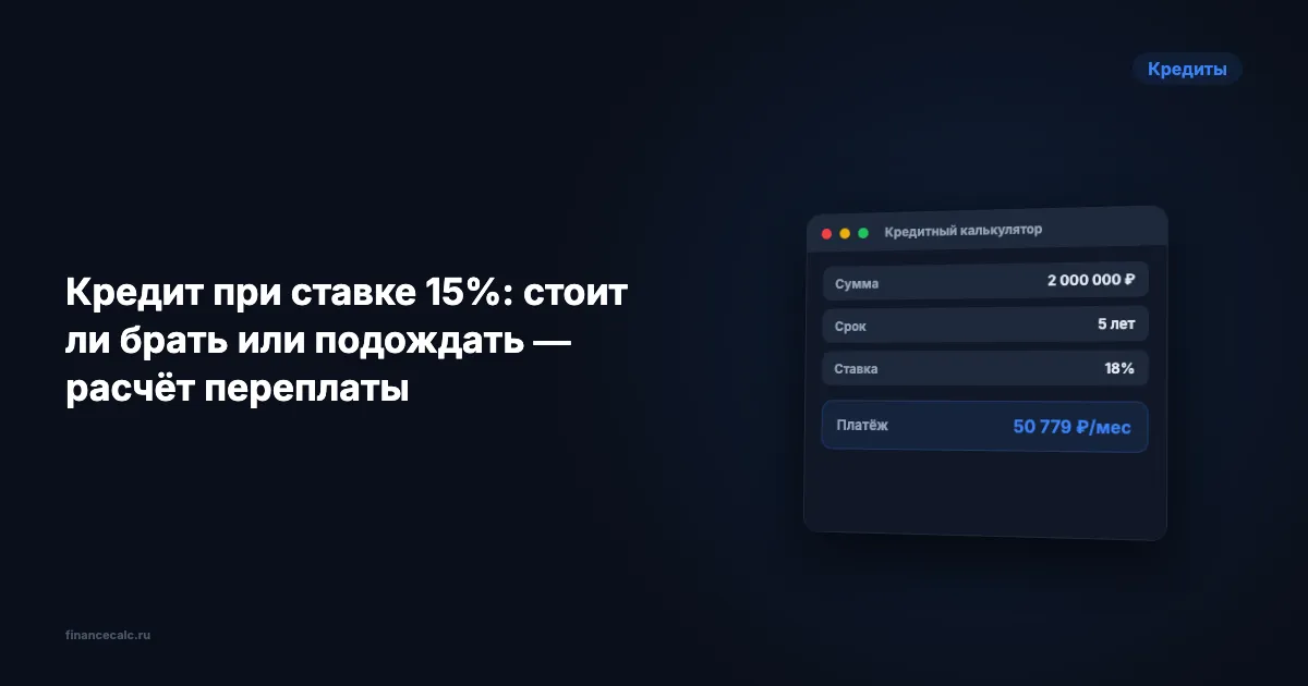 Кредит при ставке 15%: стоит ли брать или подождать — расчёт переплаты