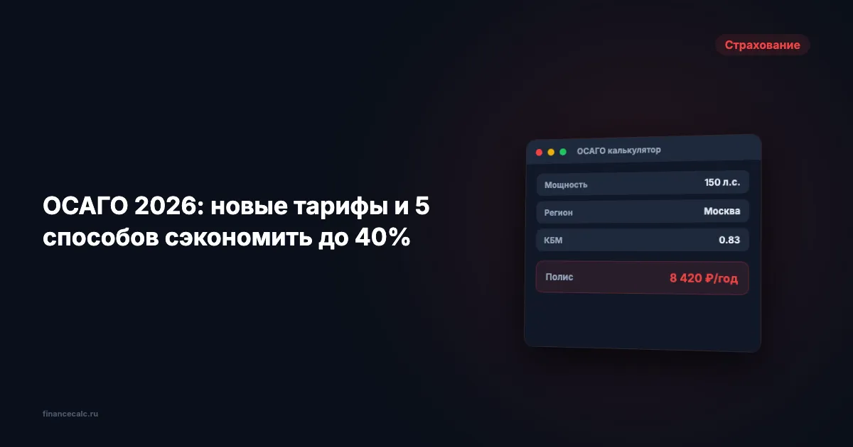 ОСАГО 2026: новые тарифы и 5 способов сэкономить до 40%