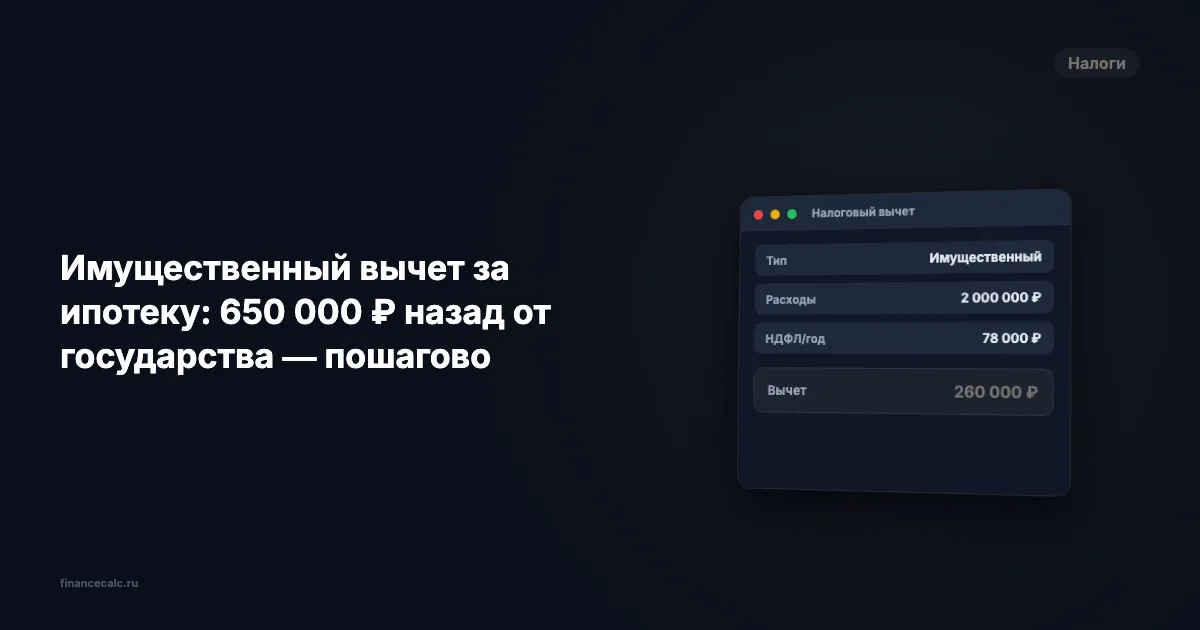 Имущественный вычет за ипотеку: 650 000 ₽ назад от государства — пошагово