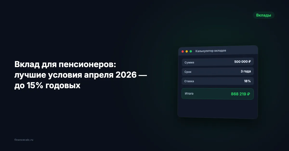 Вклад для пенсионеров: лучшие условия апреля 2026 — до 15% годовых