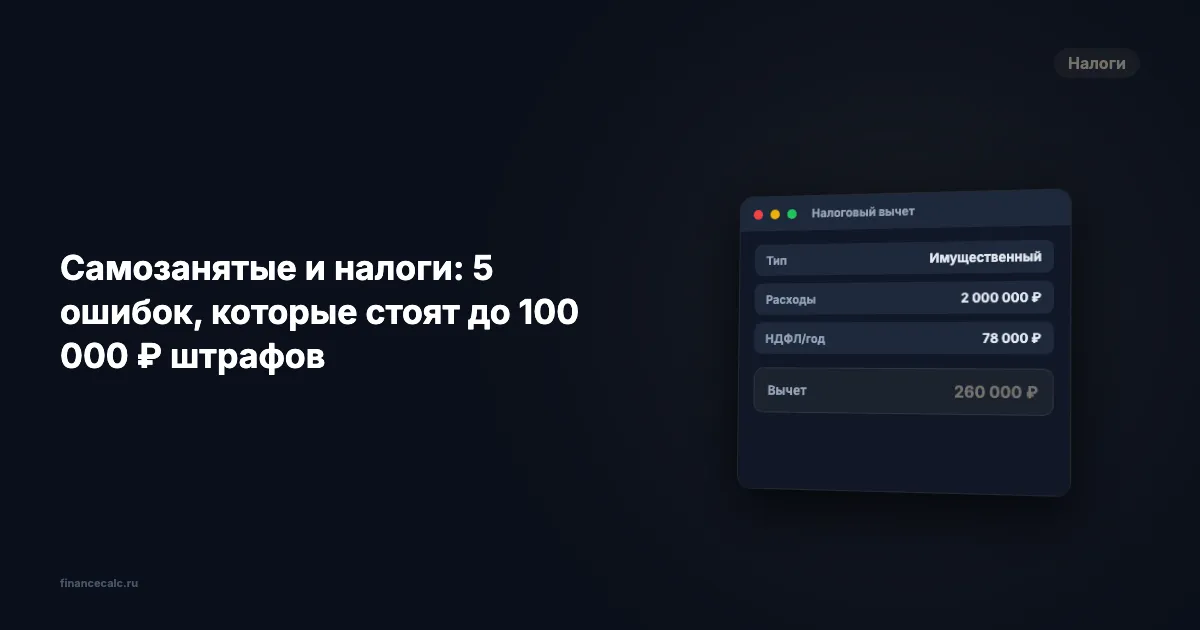 Самозанятые и налоги: 5 ошибок, которые стоят до 100 000 ₽ штрафов