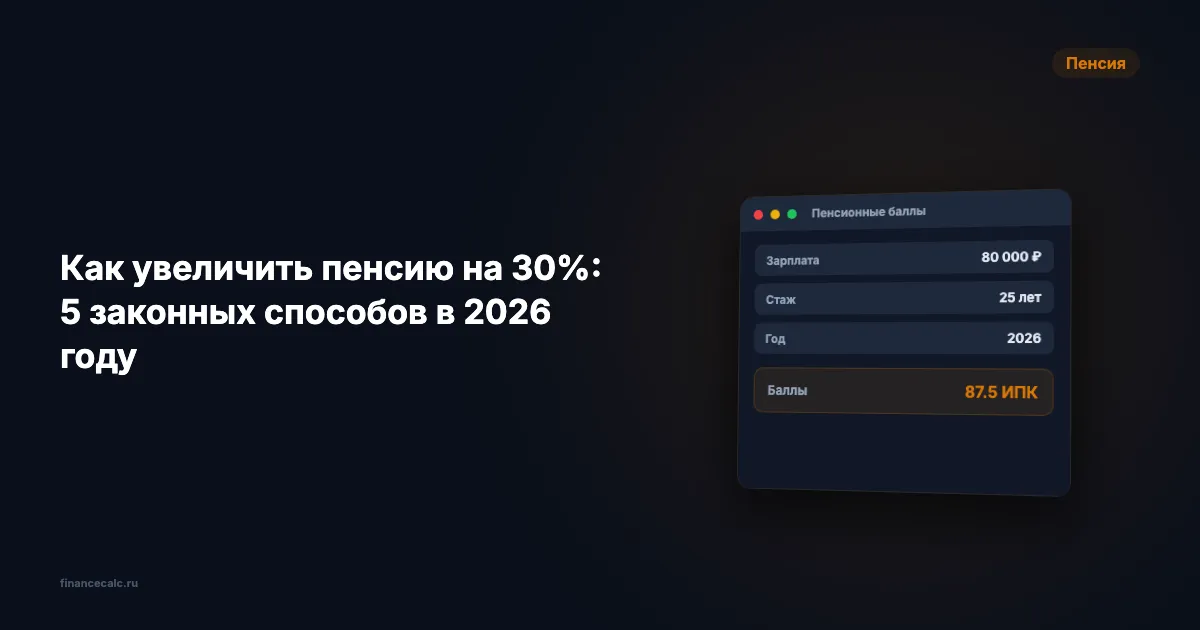 Как увеличить пенсию на 30%: 5 законных способов в 2026 году