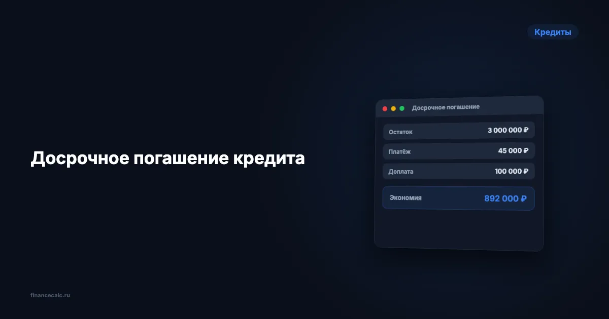 Досрочное погашение кредита: как сэкономить до 152 000 руб.