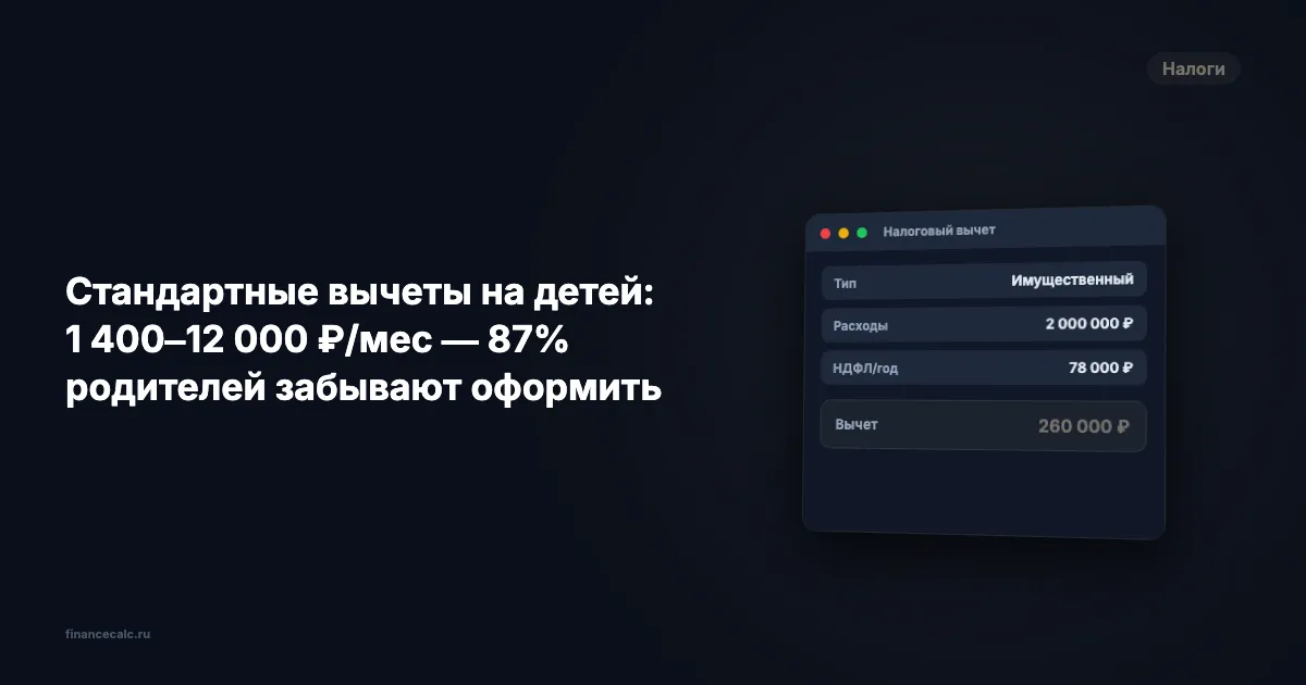 Стандартные вычеты на детей: 1 400–12 000 ₽/мес — 87% родителей забывают оформить