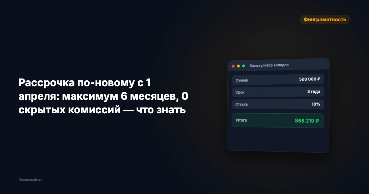 Рассрочка по-новому с 1 апреля: максимум 6 месяцев, 0 скрытых комиссий — что знать