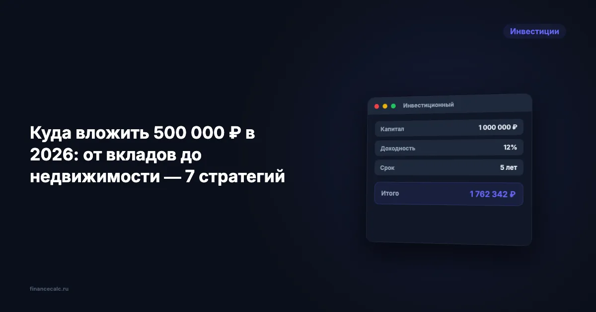 Куда вложить 500 000 ₽ в 2026: от вкладов до недвижимости — 7 стратегий