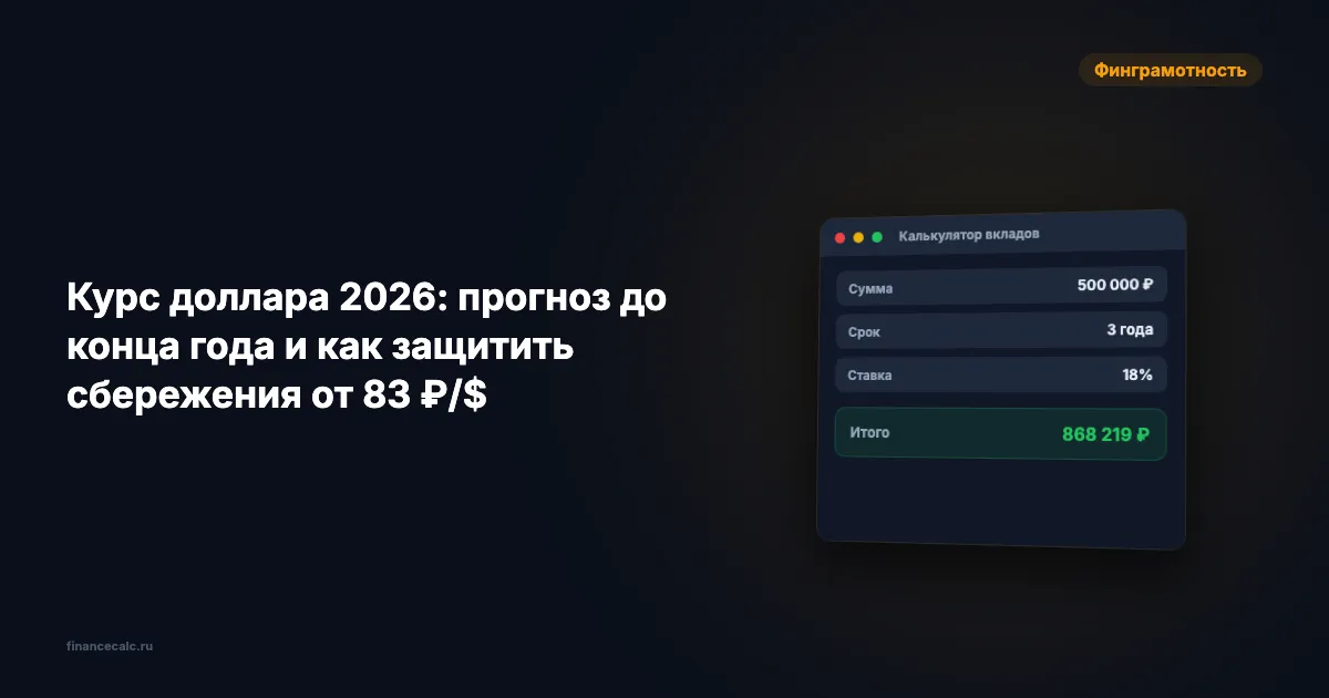 Курс доллара 2026: прогноз до конца года и как защитить сбережения от 83 ₽/$