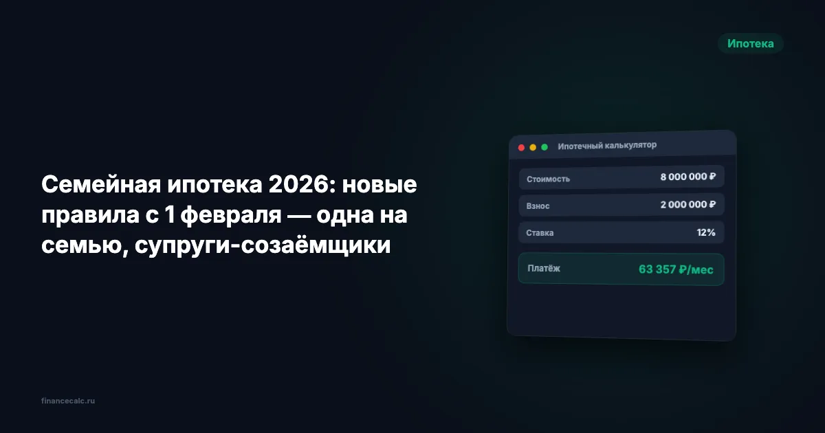 Семейная ипотека 2026: одна на семью, супруги-созаёмщики и 40% обвал спроса — что изменилось с 1 февраля