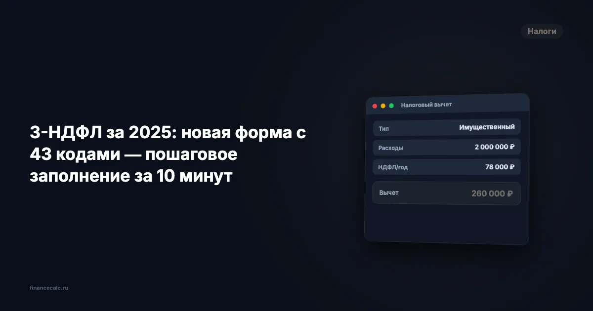 3-НДФЛ за 2025: новая форма с 43 кодами — пошаговое заполнение за 10 минут