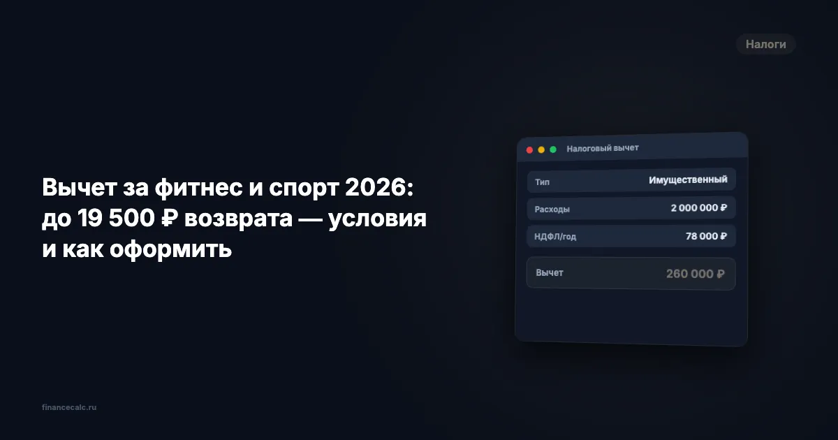Вычет за фитнес и спорт 2026: до 19 500 ₽ возврата — условия и как оформить