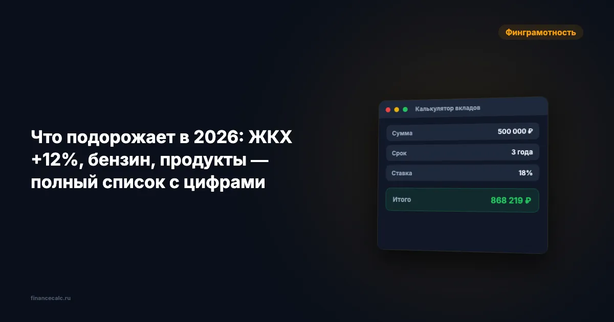 Что подорожает в 2026: ЖКХ, бензин, продукты — 8 категорий с цифрами