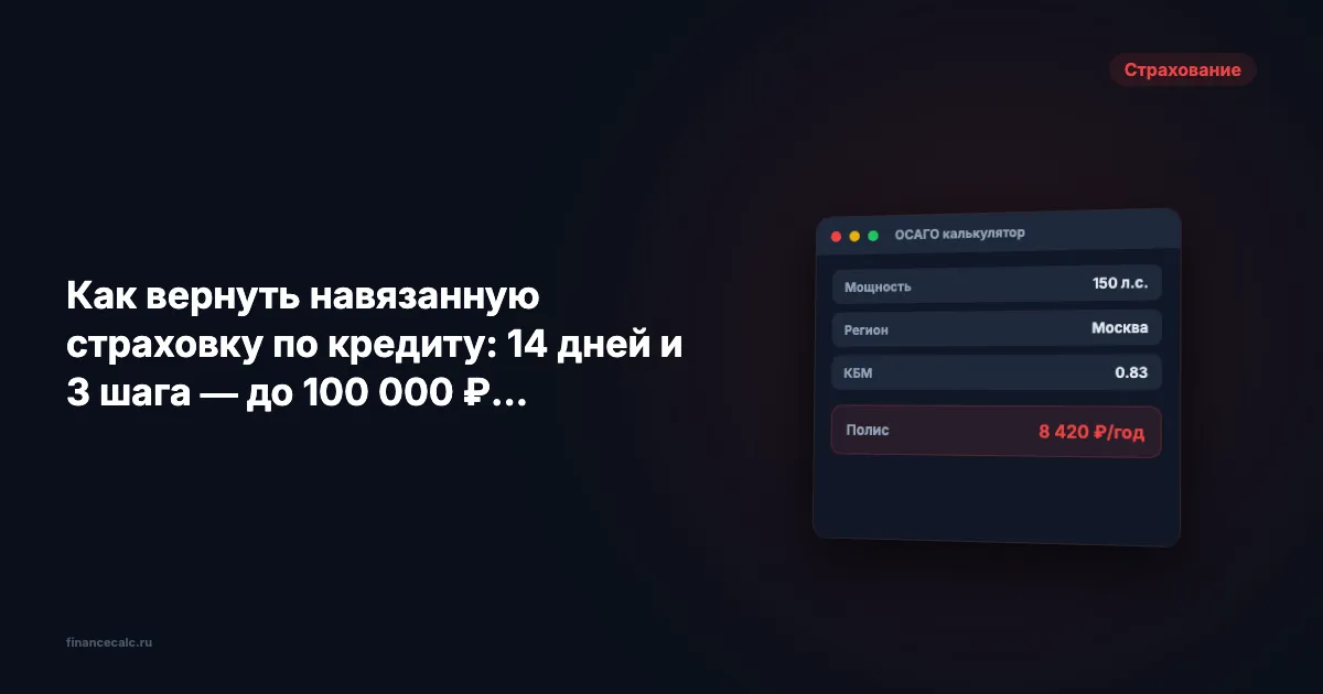 Как вернуть навязанную страховку по кредиту: 14 дней и 3 шага к возврату денег