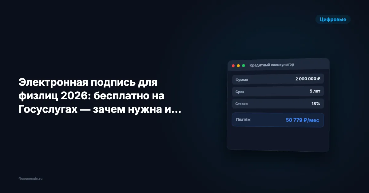 Электронная подпись для физлиц 2026: бесплатно на Госуслугах — зачем нужна и как получить