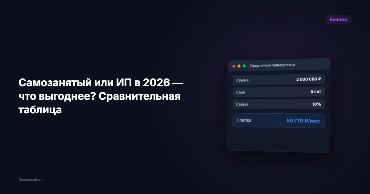 Самозанятый или ИП в 2026 — что выгоднее? Сравнительная таблица