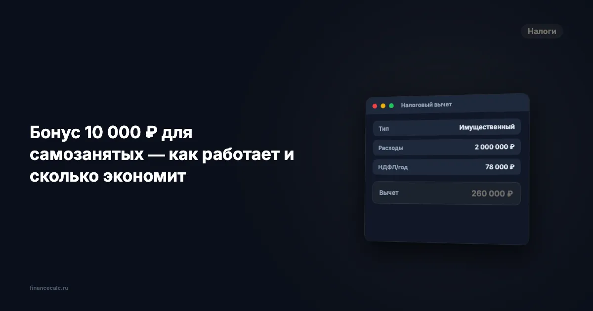 Бонус 10 000 ₽ для самозанятых — как работает и сколько экономит