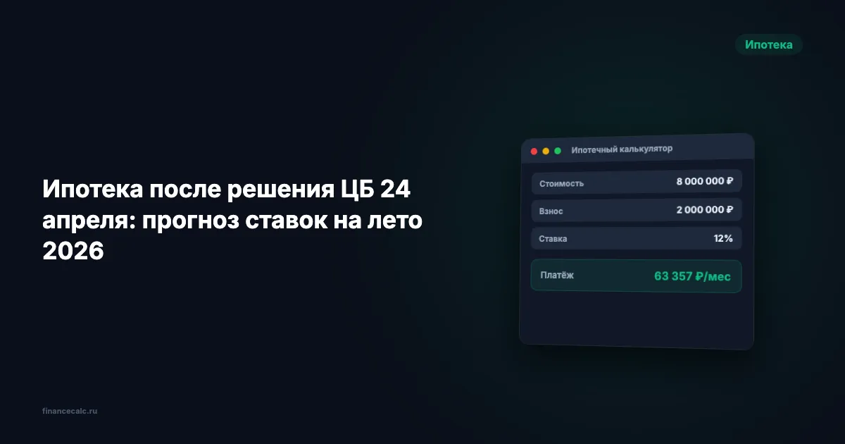 Ипотека после решения ЦБ 24 апреля: прогноз ставок на лето 2026