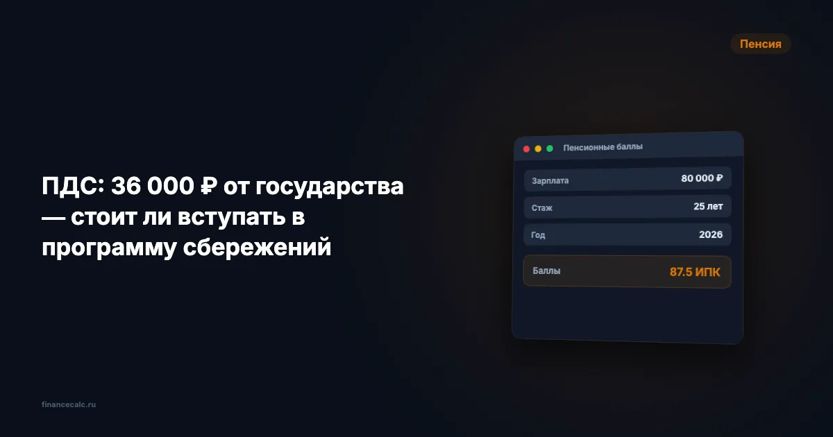 ПДС: 36 000 ₽ от государства — стоит ли вступать в программу сбережений
