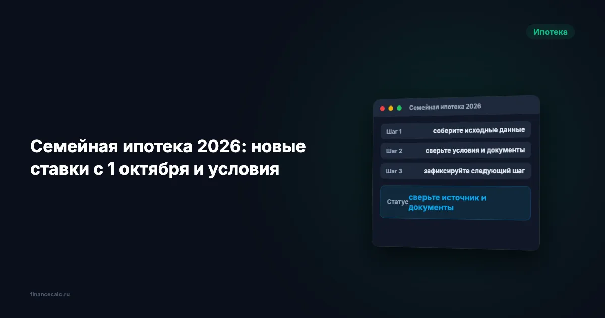 Семейная ипотека 2026: новые ставки с 1 октября и условия